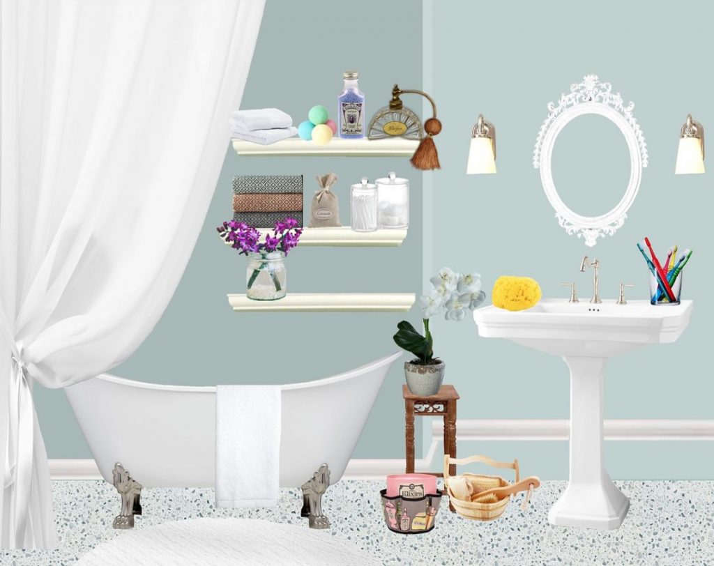 טיפוח בריאות ואנטי אייג'ינג תמונה של מוצרי טיפוח בחדר אמבטיה.