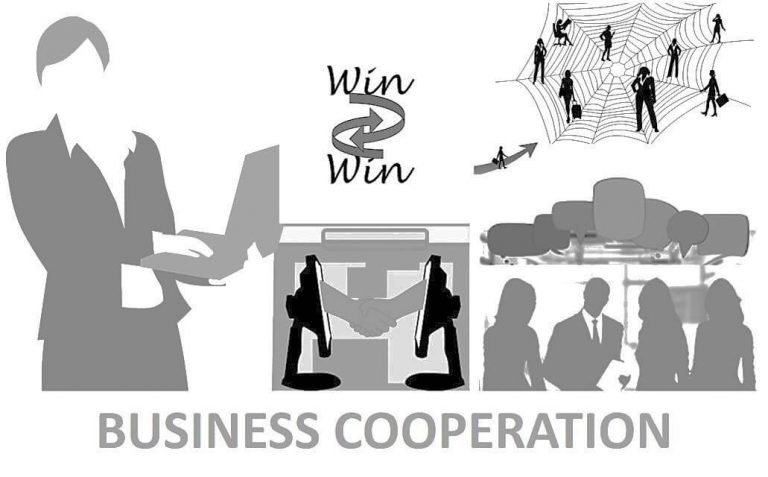 שיתופי פעולה I לעבוד איתי. תמונת איור של צוות עם הכיתוב WIN WIN